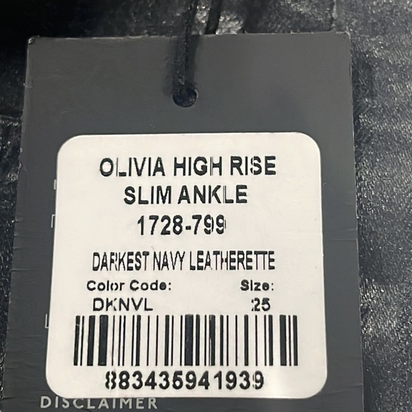 CITIZENS OF HUMANITY Olivia high-rise skinny ankle Sz 25 DarkNavy Leatherette - Picture 5 of 16